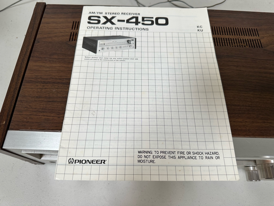 Pioneer Stereo Receiver Model SX-450 With Original Manual - Tested [Photo 4]