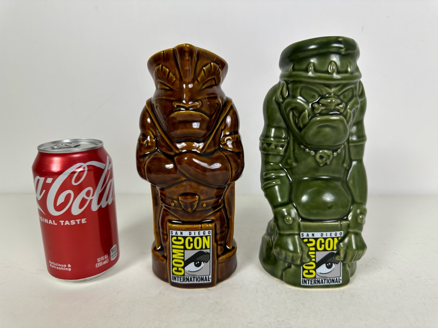 San Diego Comic-Con Tiki Mugs By Artist Spuindo Mfg By Tiki Farm, A Pair 8'H [Photo 2]