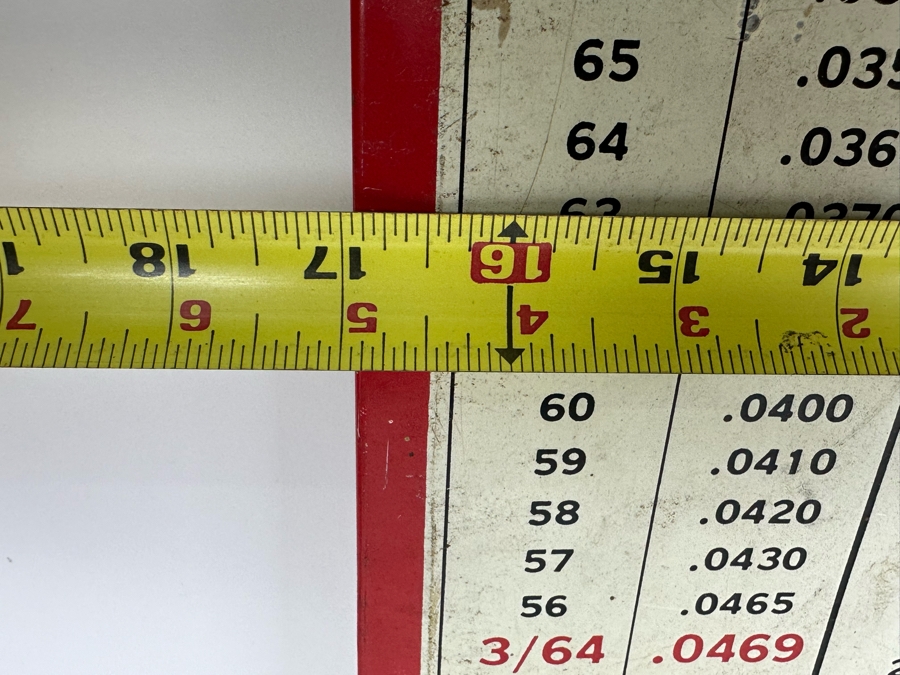 Vintage Metal The Cleveland Twist Drill Co Advertising Sign Showing Decimal Equivalents Of Drill Sizes 17' X 25' [Photo 4]