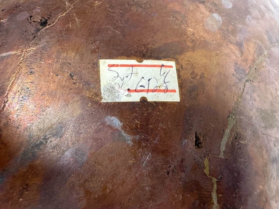 Vintage Heavy Middle Eastern Repousse Brass Copper Pot Vase With Floral Motif 12lbs 14'W X 12.5'H [Photo 10]