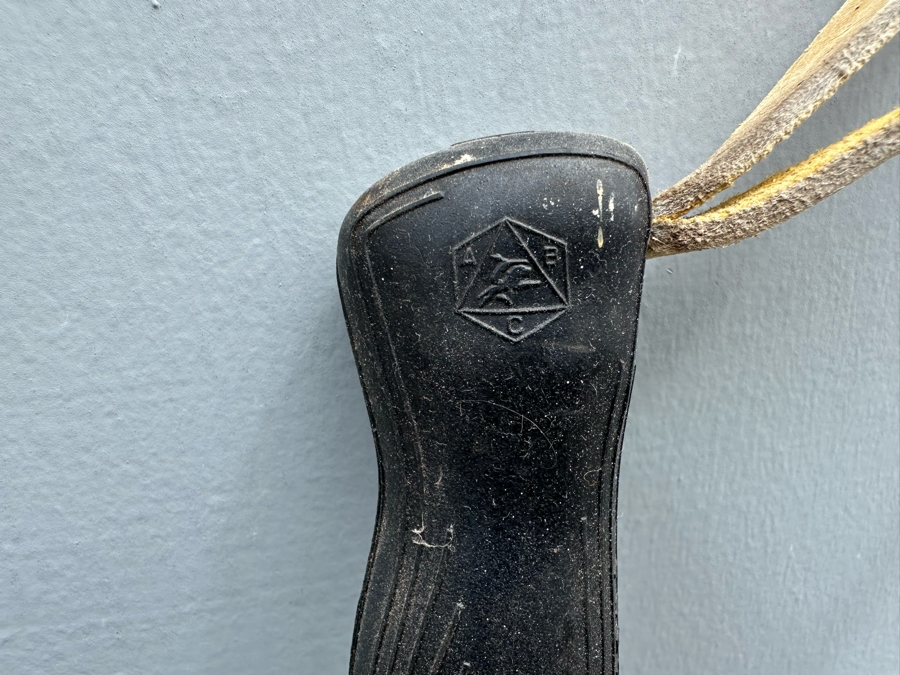 Pair Of Vintage Swedish Wooden Skis By Akadia Dansk-Svensk Staalakts 72'L And Pair Of Wooden Ski Poles [Photo 9]