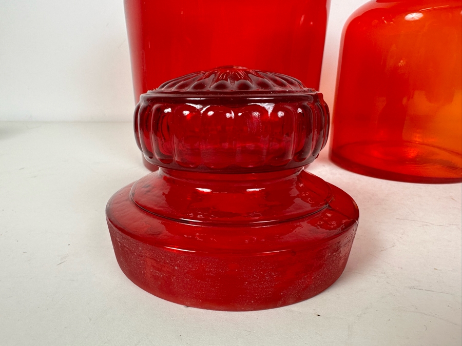 Vintage MCM Takahashi Japanese Art Glass Apothecary Jars - Two With Lids 10'H - 7'H [Photo 4]