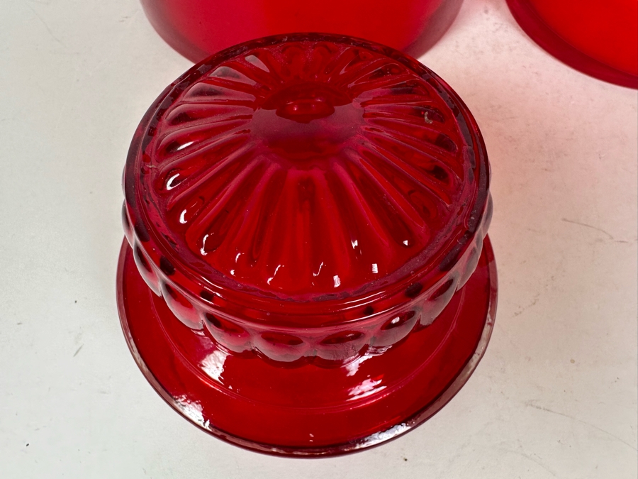 Vintage MCM Takahashi Japanese Art Glass Apothecary Jars - Two With Lids 10'H - 7'H [Photo 7]