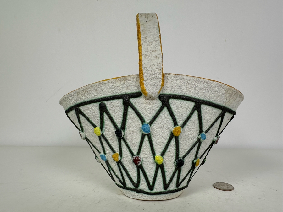 Vintage MCM Italian Ceramic Basket 9'W X 9'H [Photo 4]