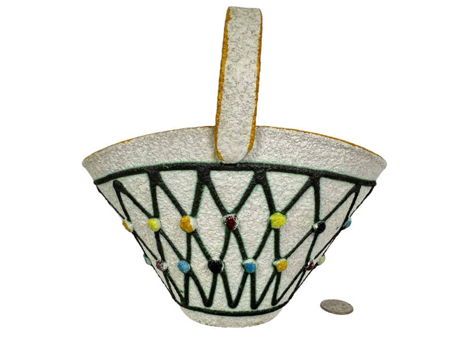 Vintage MCM Italian Ceramic Basket 9'W X 9'H [Photo 1]