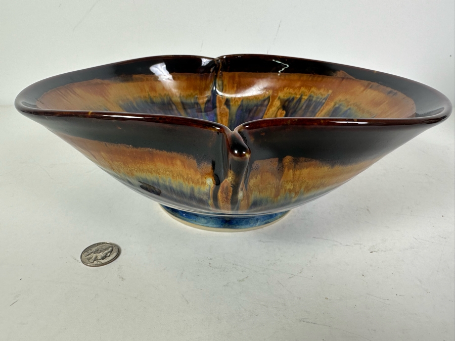 Stunning Artist Size Glazed Art Pottery Centerpiece Bowl 11'W X 3.75'H [Photo 2]