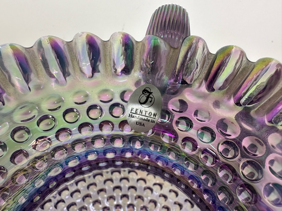 Vintage Fenton Glass Hobnail Pitcher 7.5'H With Four Matching Glasses 4.25'H In Purple [Photo 4]