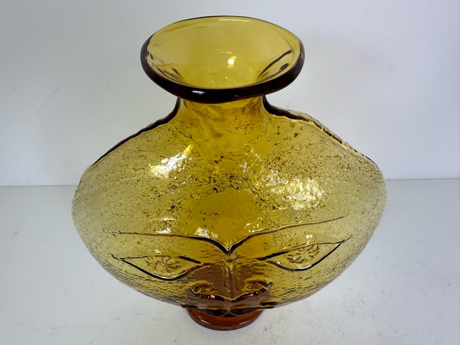 Rare Vintage Mid-Century Modern Blenko Glass Sun Face Vase 11'H [Photo 4]