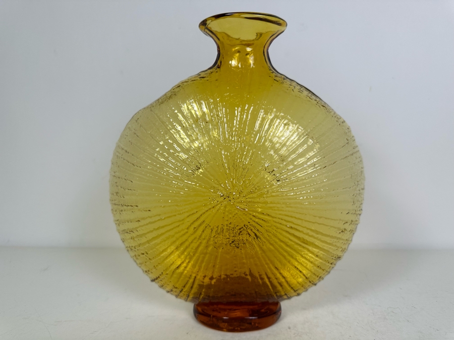 Rare Vintage Mid-Century Modern Blenko Glass Sun Face Vase 11'H [Photo 5]