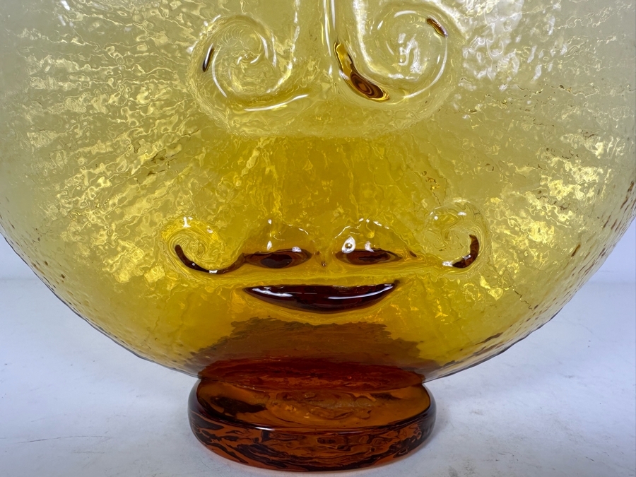 Rare Vintage Mid-Century Modern Blenko Glass Sun Face Vase 11'H [Photo 3]
