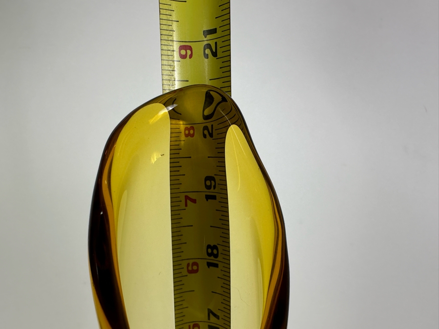 Vintage MCM Viking Glass Handmade Swung Vase Amber 20.5'H [Photo 6]