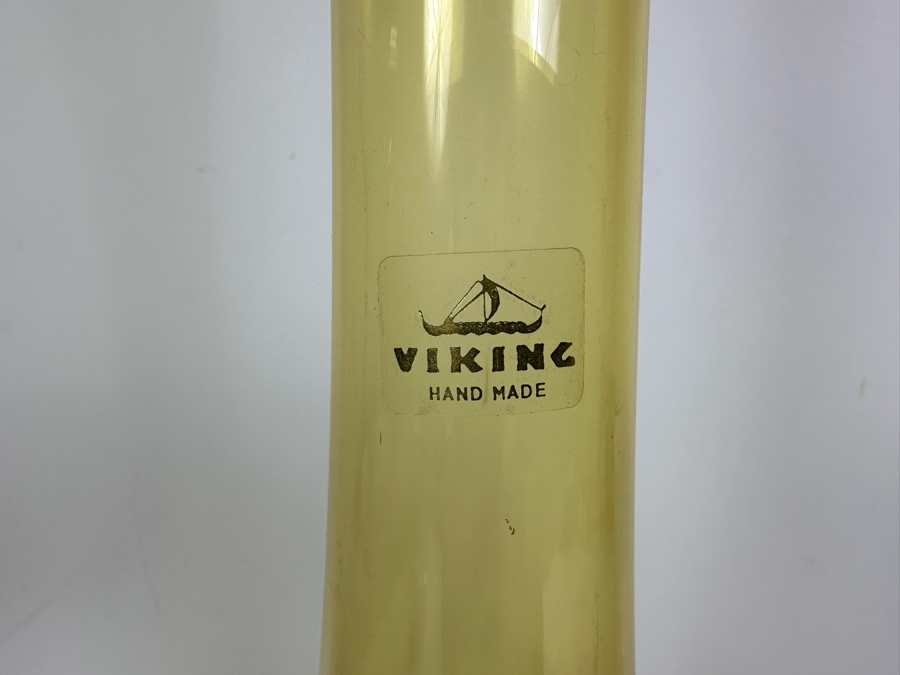 Vintage MCM Viking Glass Handmade Swung Vase Amber 20.5'H [Photo 2]