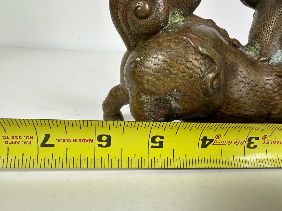 Pair Of Vintage Bronze Copper Lion Foo Dogs 6'W X 4'H [Photo 12]