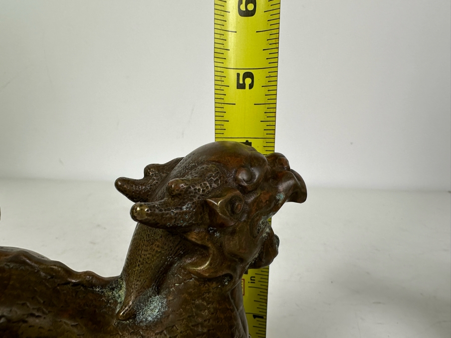 Pair Of Vintage Bronze Copper Lion Foo Dogs 6'W X 4'H [Photo 13]