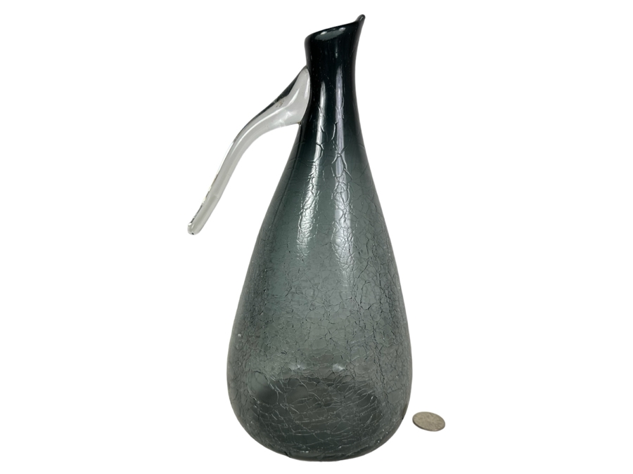 Vintage MCM Crackle Glass Pitcher 11.5'H [Photo 1]