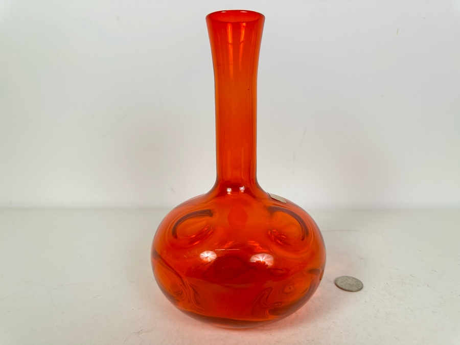 Vintage MCM Viking Glass Vase Red Amberina 9'H [Photo 5]