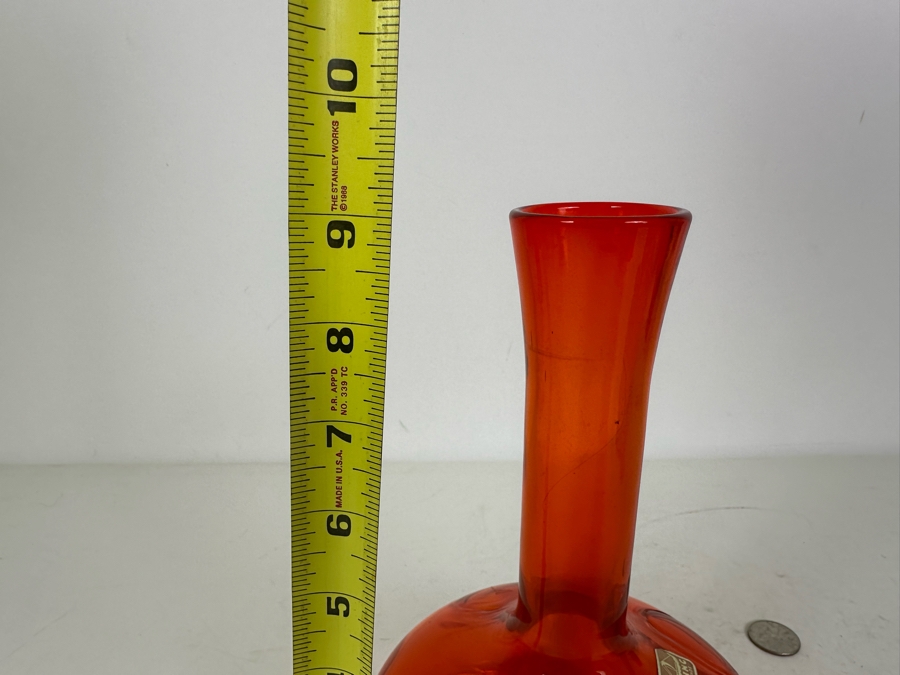 Vintage MCM Viking Glass Vase Red Amberina 9'H [Photo 7]