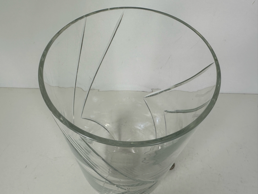 Artist Signed Cenedese E Albarelli Murano Etched Glass Vase 6.5'W X 13'H [Photo 4]