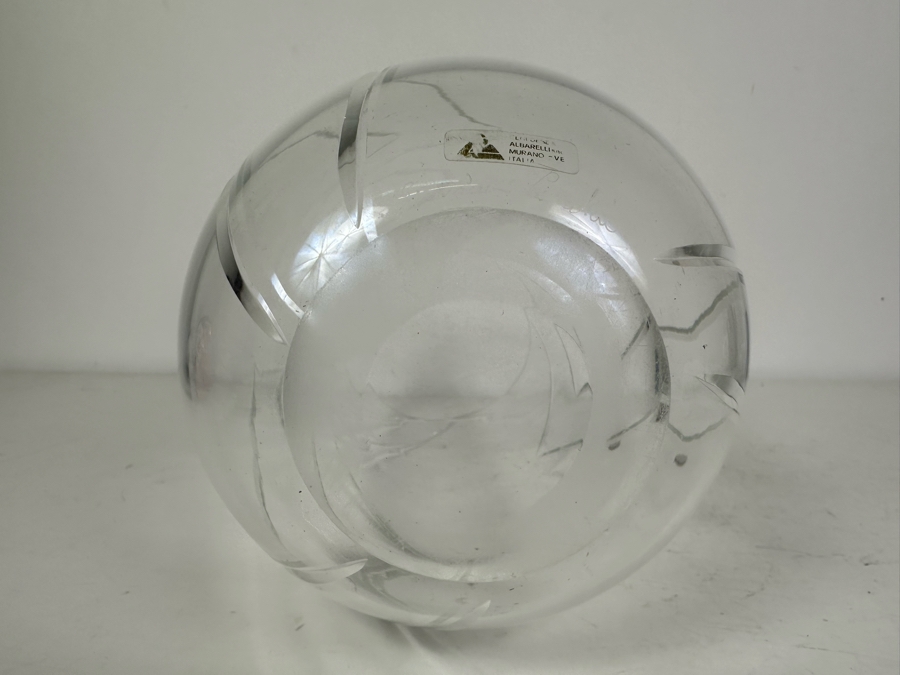 Artist Signed Cenedese E Albarelli Murano Etched Glass Vase 6.5'W X 13'H [Photo 12]