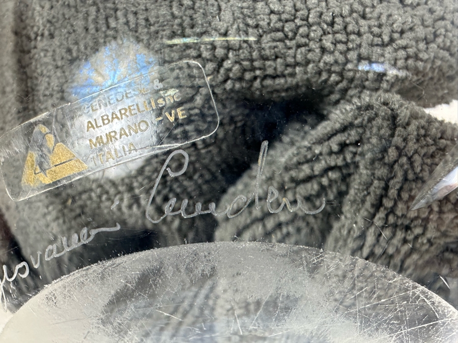 Artist Signed Cenedese E Albarelli Murano Etched Glass Vase 6.5'W X 13'H [Photo 7]