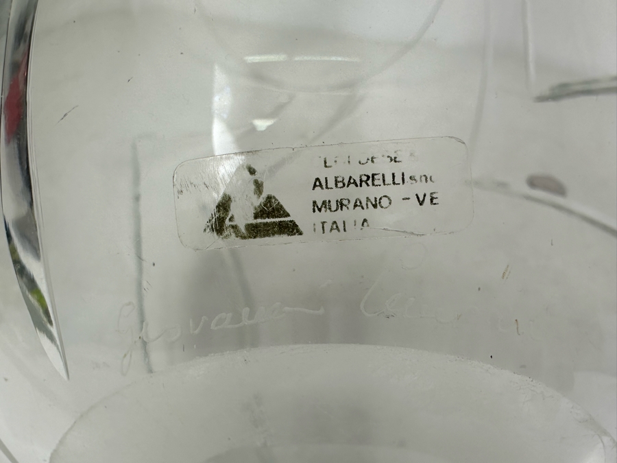 Artist Signed Cenedese E Albarelli Murano Etched Glass Vase 6.5'W X 13'H [Photo 5]