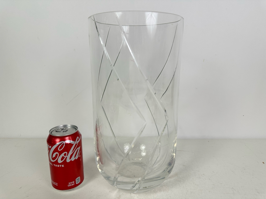 Artist Signed Cenedese E Albarelli Murano Etched Glass Vase 6.5'W X 13'H [Photo 14]