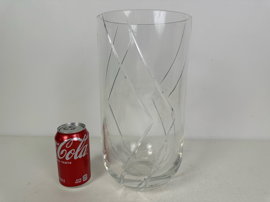 Artist Signed Cenedese E Albarelli Murano Etched Glass Vase 6.5'W X 13'H [Photo 13]