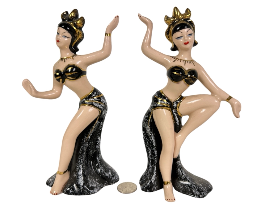 Pair Of Mid-Century Modern Napco Ceramic Figurines Japan 8'H [Photo 1]