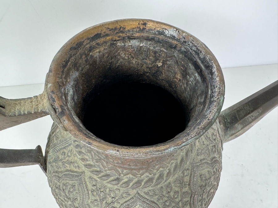 Vintage Hammered Metal Copper Arabic Metal Teapot 14'W X 14'H 107oz [Photo 11]