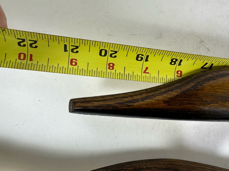 Vintage Pair Of Mid-Century Modern Wood And Brass Flying Ducks Geese Wall Decor 21'L [Photo 5]