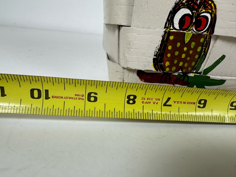 Vintage Hand Painted Owl Themed Basket Purse Handbag By Caro Nan 8.5'W [Photo 12]