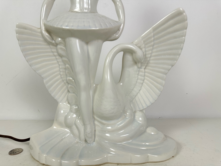 Vintage 1959 MCM Lane & Co Van Nuys CA White TV Lamp Swan Lake Ballerina L-28 11'W X 16'H [Photo 4]