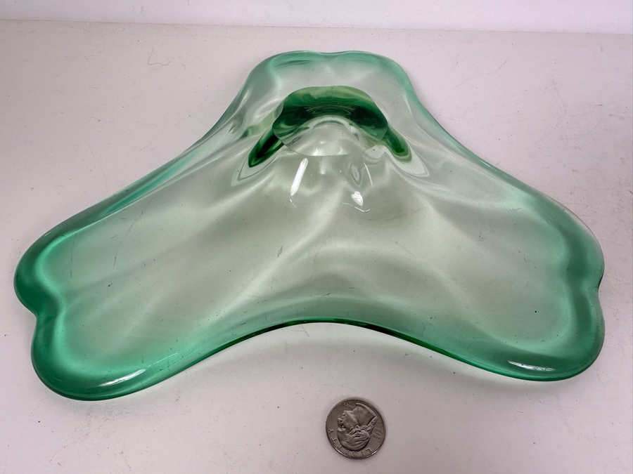Vintage MCM Hand Blown Italian Murano Glass Triangle Shape Centerpiece 11.5'W X 10'D X 2'H [Photo 5]