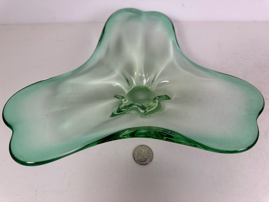 Vintage MCM Hand Blown Italian Murano Glass Triangle Shape Centerpiece 11.5'W X 10'D X 2'H [Photo 2]