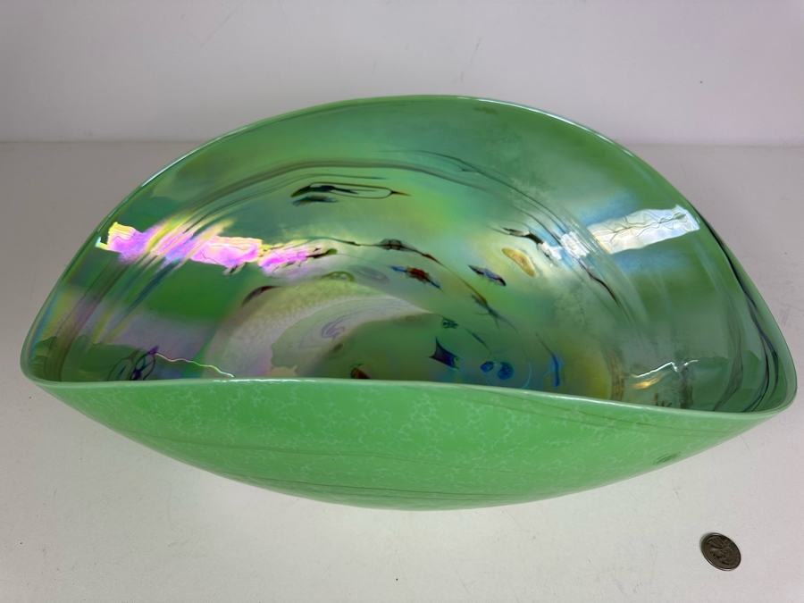 Impressive Italian Murano Glass Large Centerpiece Art Glass Bowl By Yalos Casa 20.5'W X 11.5'D X 7'H [Photo 6]