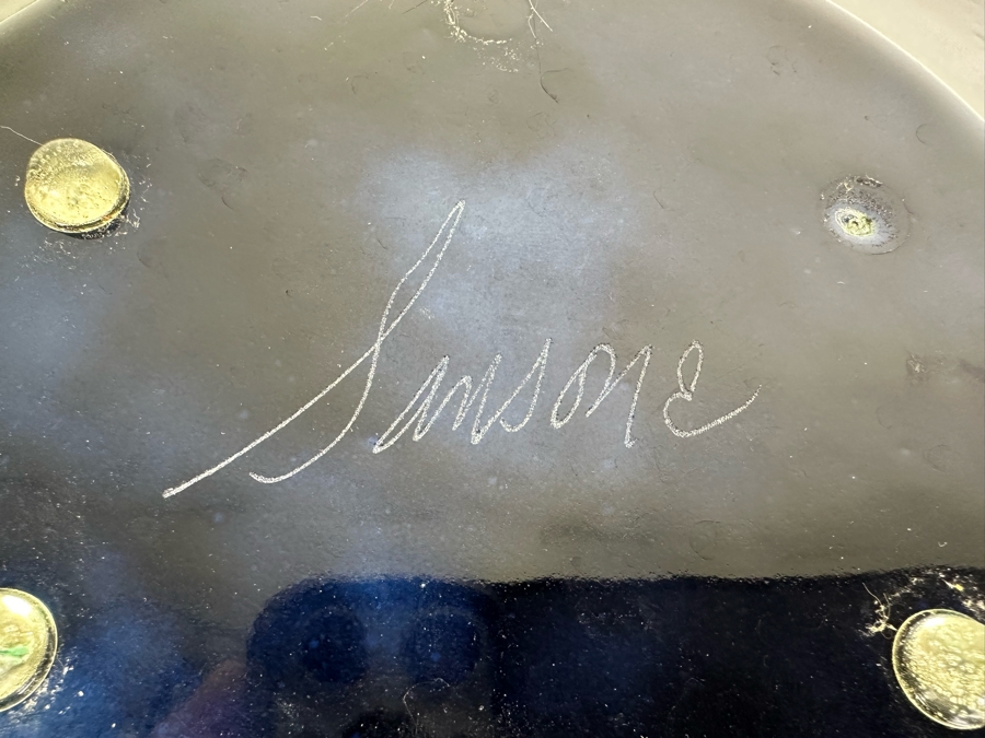 Large Sansone Studio Art Copper Enamel Centerpiece Bowl 18'W X 2.5'H [Photo 7]