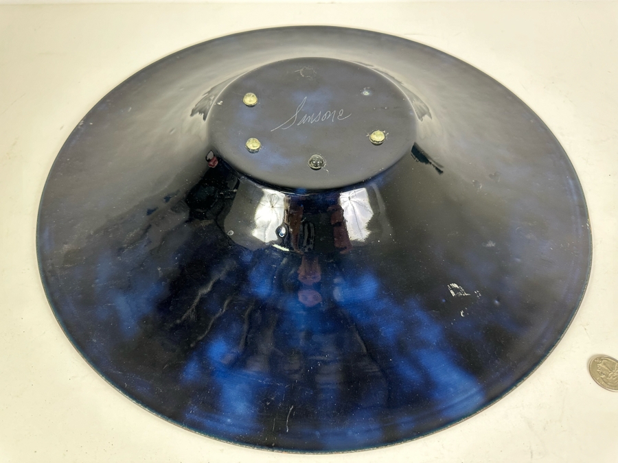 Large Sansone Studio Art Copper Enamel Centerpiece Bowl 18'W X 2.5'H [Photo 9]