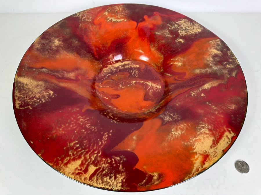Large Sansone Studio Art Copper Enamel Centerpiece Bowl 18'W X 2.5'H [Photo 2]