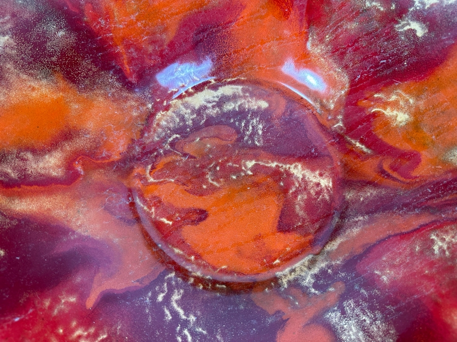 Large Sansone Studio Art Copper Enamel Centerpiece Bowl 18'W X 2.5'H [Photo 4]