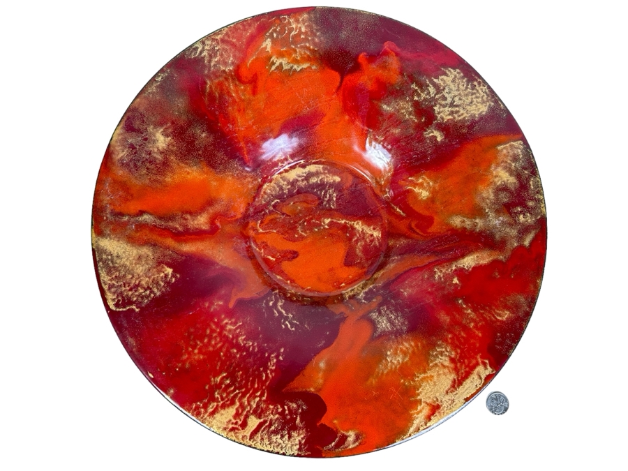Large Sansone Studio Art Copper Enamel Centerpiece Bowl 18'W X 2.5'H [Photo 1]