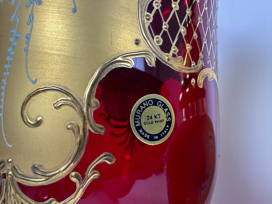 Vintage Italian Murano Glass With 24kt Gold Paint 4 Pieces 16'H [Photo 11]