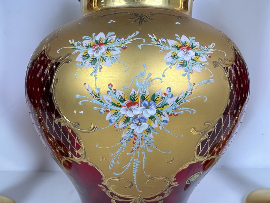 Vintage Italian Murano Glass With 24kt Gold Paint 4 Pieces 16'H [Photo 5]