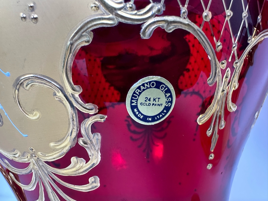 Vintage Italian Murano Glass With 24kt Gold Paint 4 Pieces 16'H [Photo 6]