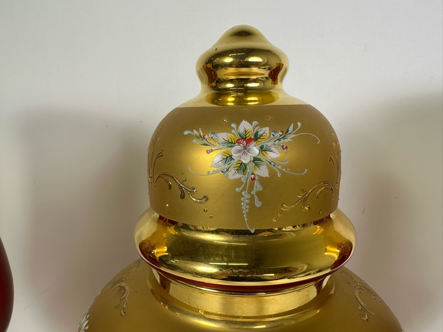 Vintage Italian Murano Glass With 24kt Gold Paint 4 Pieces 16'H [Photo 7]