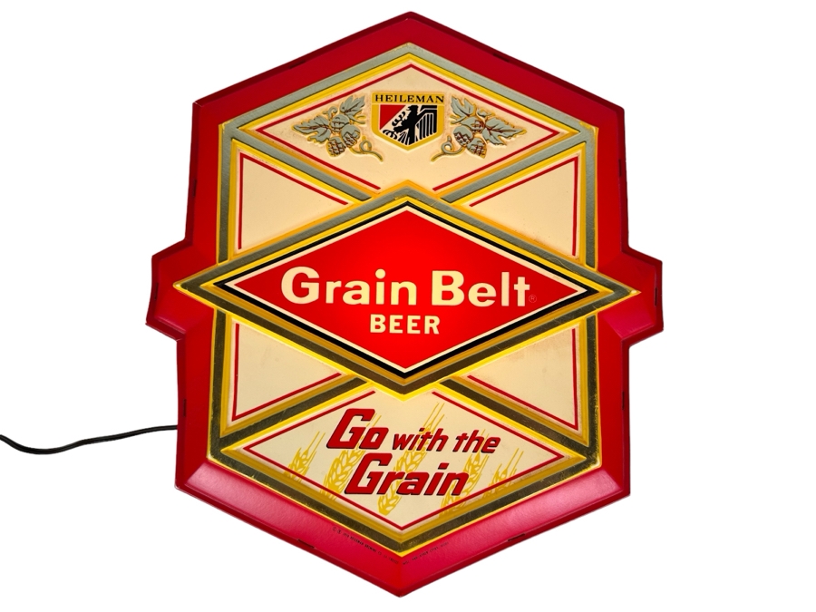 Vintage 1978 Grain Belt Beer Heileman Brewing Co Plastic Beer Sign Lighted 14'W X 4'D X 16'H