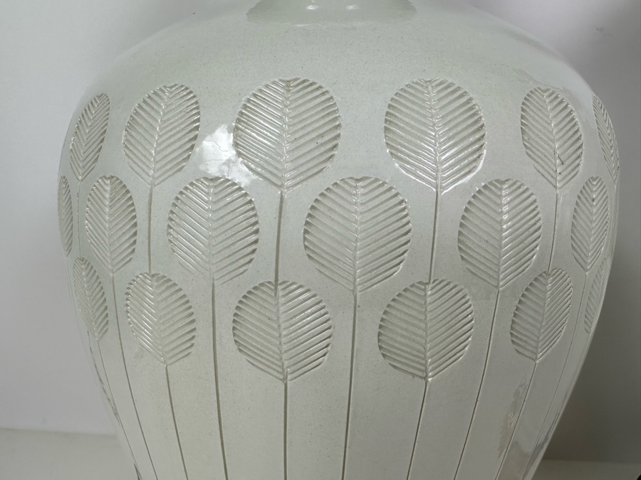 Vintage Mid-Century Modern Italian Bitossi For Nora Fenton White Minimalist Ceramic Art Pottery Lamps, A Pair No Shades 30'H [Photo 3]