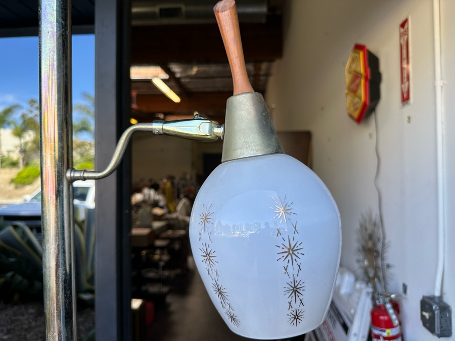 Vintage Mid-Century Modern Tension Rod Pole Lamp With Glass Globes 104'L [Photo 6]