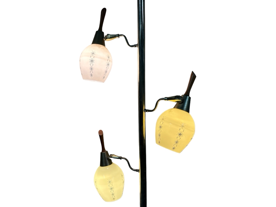 Vintage Mid-Century Modern Tension Rod Pole Lamp With Glass Globes 104'L [Photo 2]