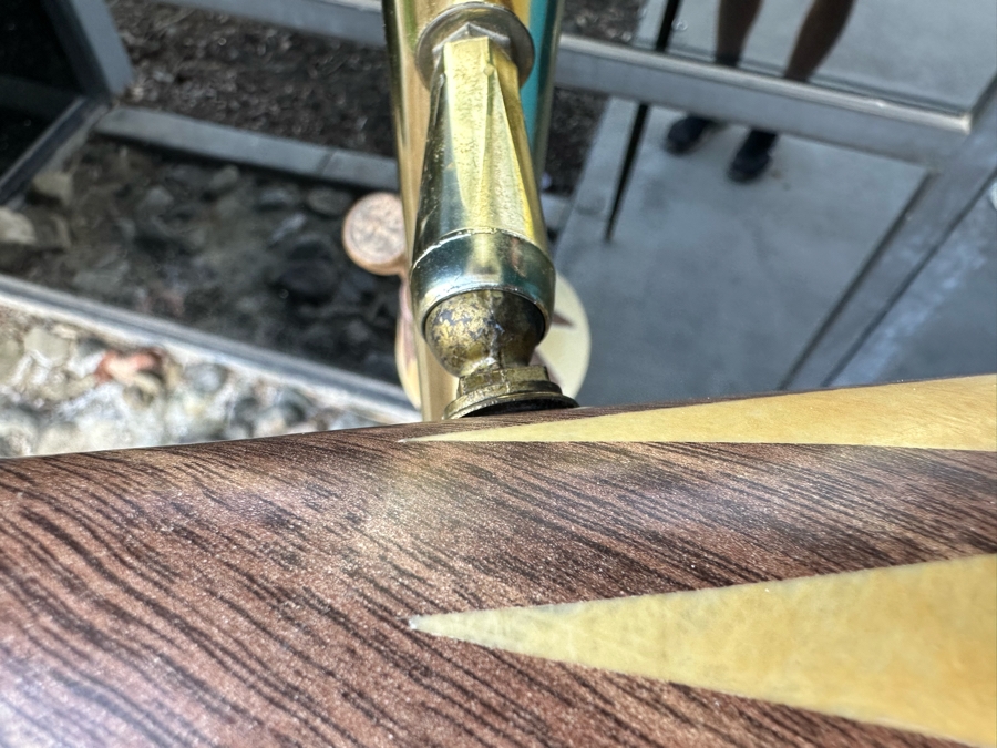 Vintage Mid-Century Modern Tension Rod Pole Lamp With Adjustable Fiberglass Shades (Middle Shade Ball Is Loose From Socket) 104'H [Photo 10]