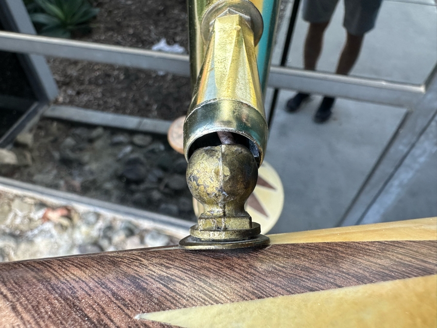 Vintage Mid-Century Modern Tension Rod Pole Lamp With Adjustable Fiberglass Shades (Middle Shade Ball Is Loose From Socket) 104'H [Photo 8]